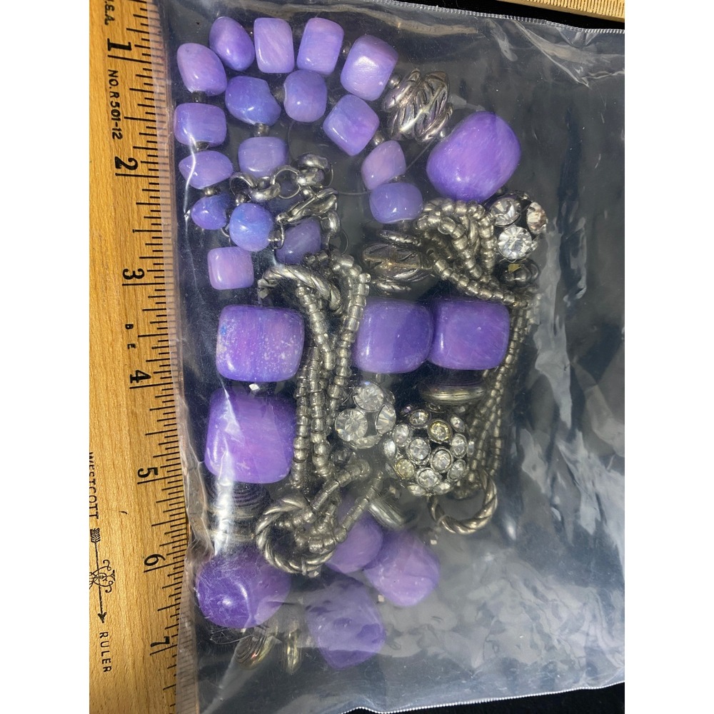 Purple Stone Bead Necklace Rhinestone Accent Chunkyβ Fashion Jewelry Women